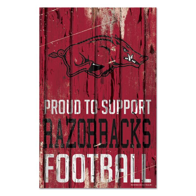 Letrero de madera de Arkansas Razorbacks, 11" x 17", 1/4" de grosor