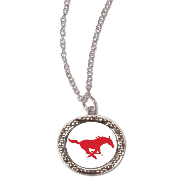 Southern Methodist Mustangs Necklace w/Charm Jewelry Card