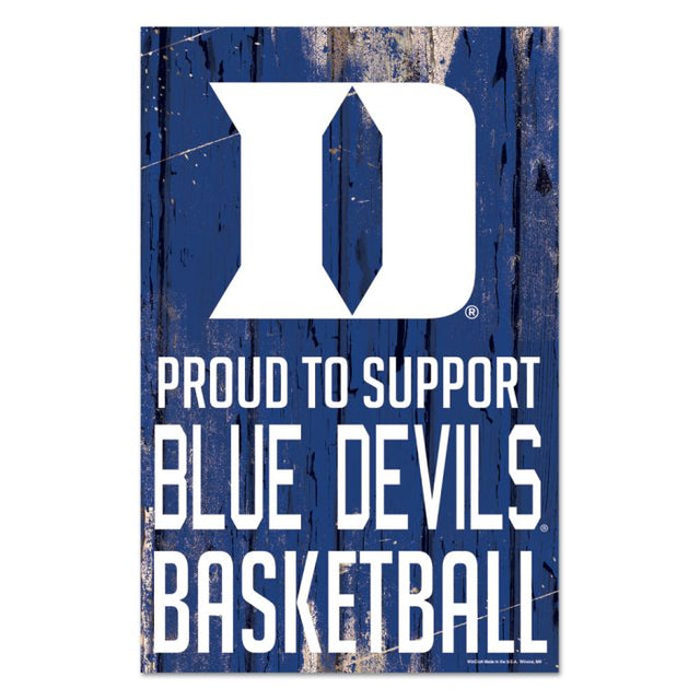 Letrero de madera de Duke Blue Devils de 11" x 17" y 1/4" de grosor