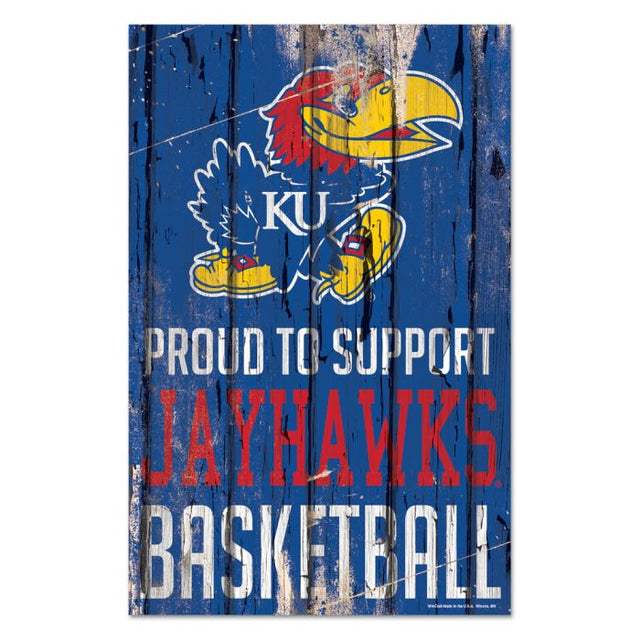 Letrero de madera de los Kansas Jayhawks, 11" x 17", 1/4" de grosor