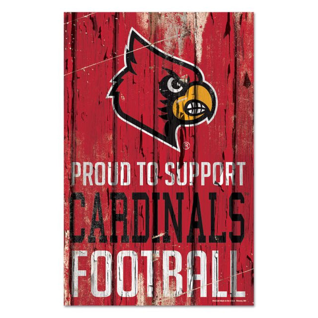 Louisville Cardinals Wood Sign 11" x 17" 1/4" thick