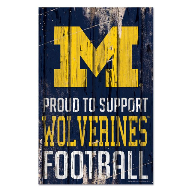 Letrero de madera de los Michigan Wolverines, 11" x 17", 1/4" de grosor