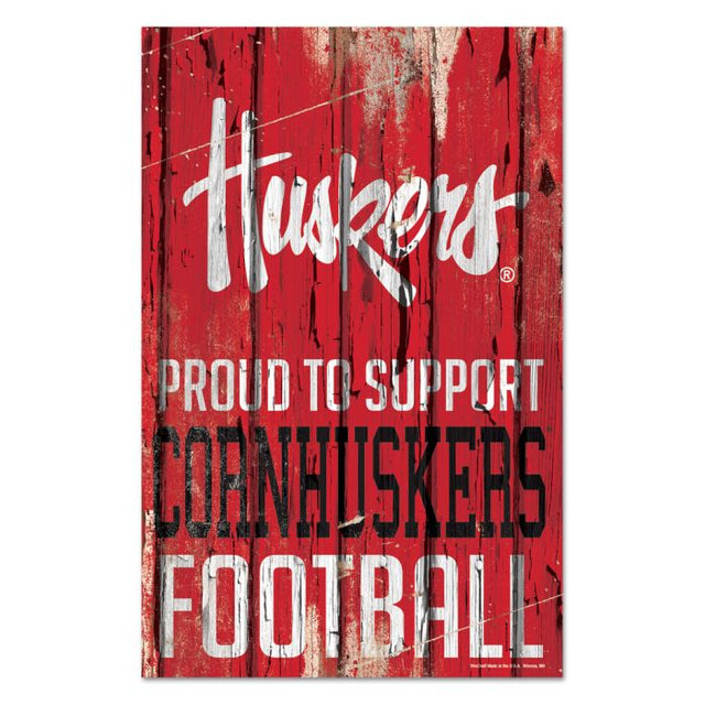 Letrero de madera de los Nebraska Cornhuskers, 11" x 17", 1/4" de grosor