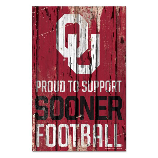 Letrero de madera de los Oklahoma Sooners, 11" x 17", 1/4" de grosor