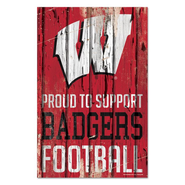 Wisconsin Badgers Wood Sign 11" x 17" 1/4" thick