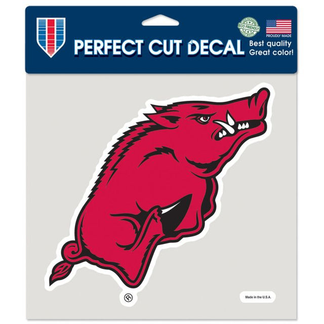 Calcomanía de color de corte perfecto de Arkansas Razorbacks de 8" x 8"