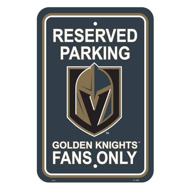 Letrero de plástico de 12 x 18 de Vegas Golden Knights con estacionamiento reservado, estilo CO