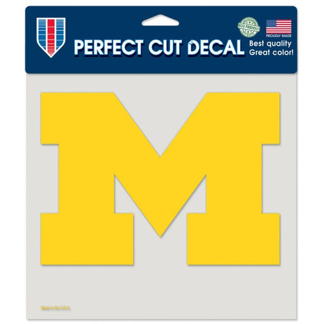 Calcomanía de color de corte perfecto de los Wolverines de Michigan, 8" x 8"