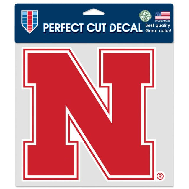 Calcomanía de color de corte perfecto de Nebraska Cornhuskers de 8" x 8"