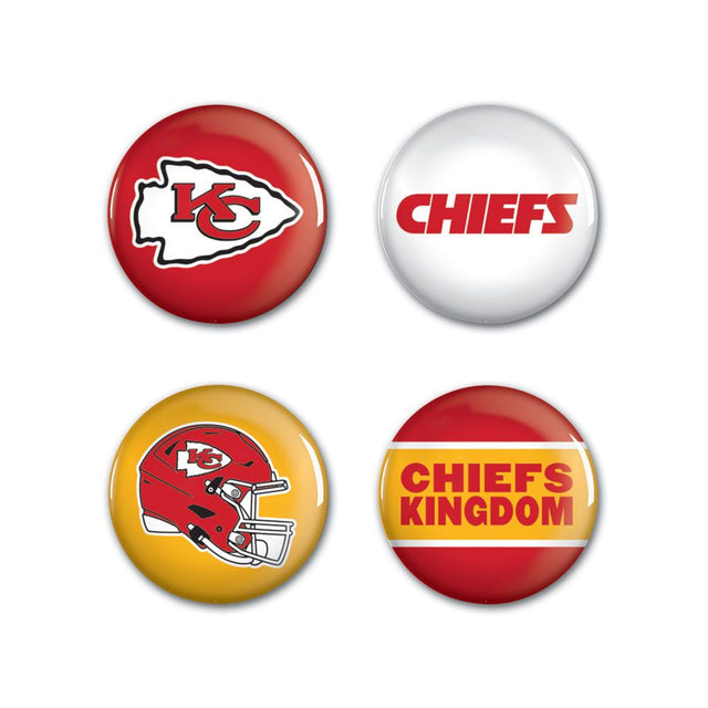 Paquete de 4 botones de los Kansas City Chiefs