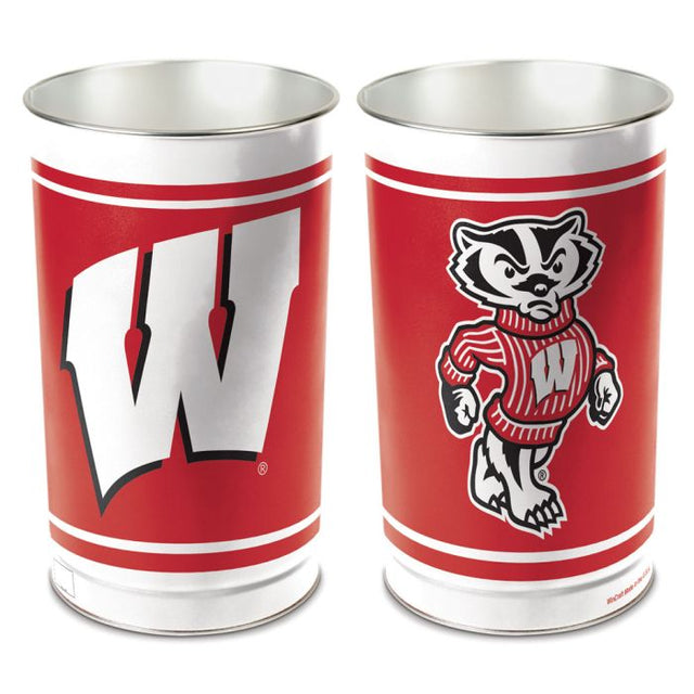 Wisconsin Badgers Wastebasket - tapered 15"H