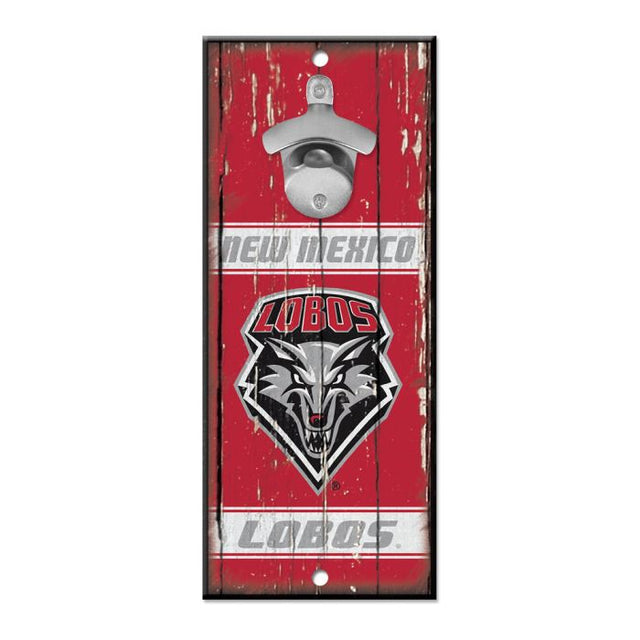 New Mexico Lobos Bottle Opener Sign 5x11