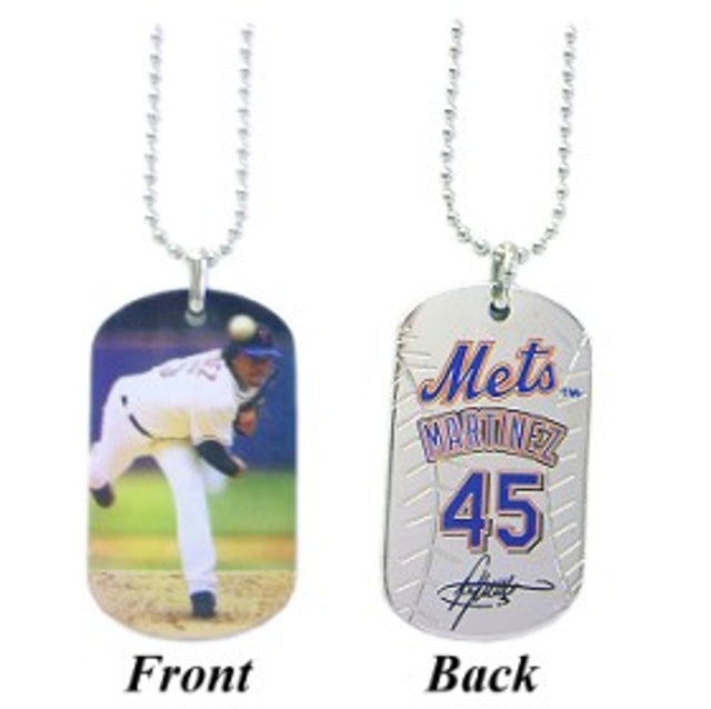 Collar con placa de identificación deportiva de Pedro Martínez de los Mets de Nueva York CO