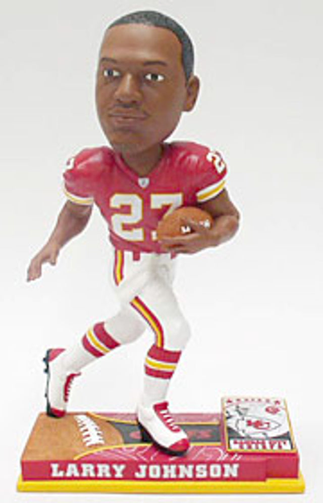 Muñeco cabezón coleccionable de Larry Johnson de los Kansas City Chiefs para siempre en el campo CO