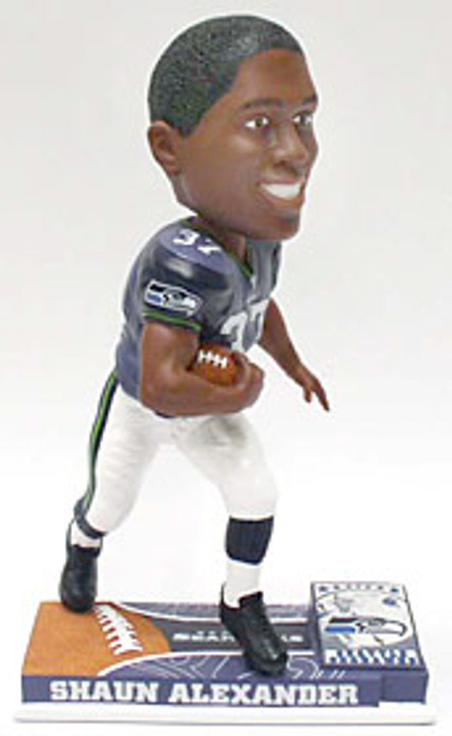 Figura cabezona de Shaun Alexander de los Seattle Seahawks, coleccionable para siempre