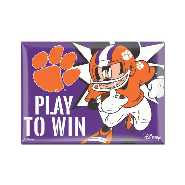 Imán de metal de 2,5" x 3,5" con la imagen de Mickey Mouse de los Clemson Tigers y el equipo de fútbol americano de Disney