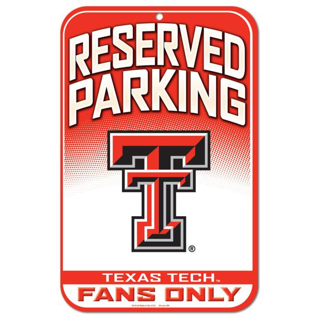 Letrero de plástico de estacionamiento reservado de Texas Tech Red Raiders de 11" x 17"