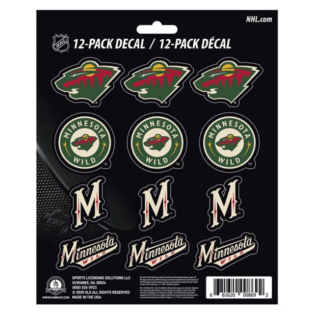 Juego de calcomanías de Minnesota Wild, paquete de 12 unidades