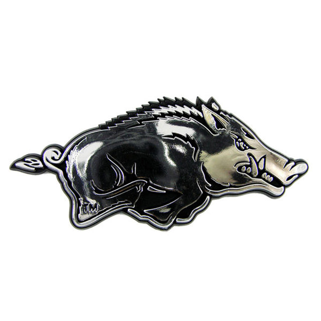 Emblema para automóvil de los Arkansas Razorbacks, color plateado