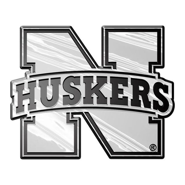 Emblema para automóvil de los Nebraska Cornhuskers, color plateado