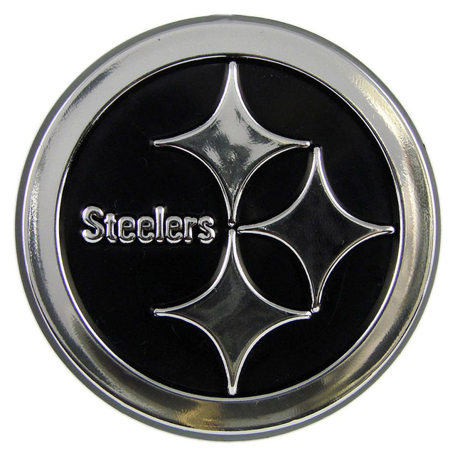 Emblema para automóvil de los Pittsburgh Steelers, color plateado