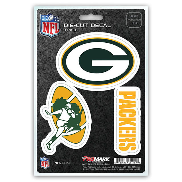 Green Bay Packers Decal Die Cut Team 3 Pack