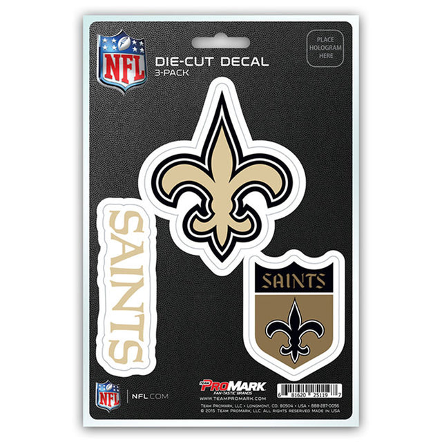 Paquete de 3 calcomanías troqueladas del equipo New Orleans Saints