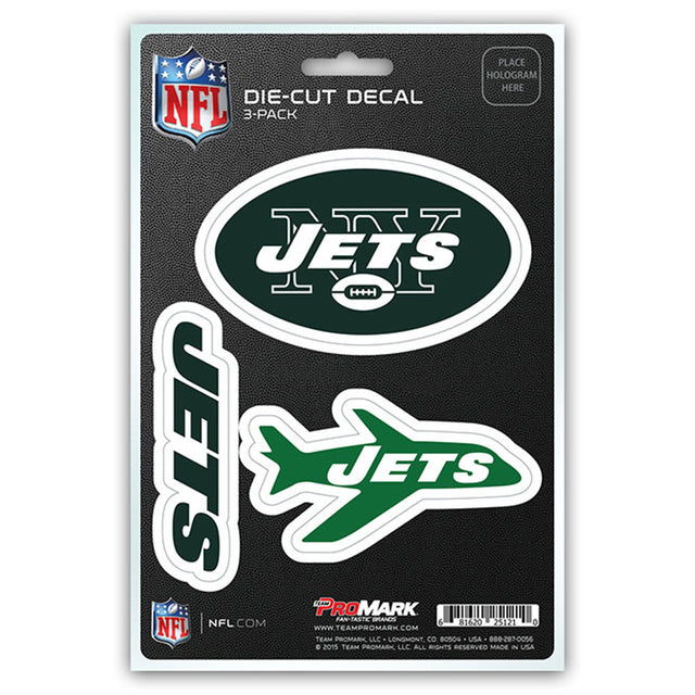 Paquete de 3 calcomanías troqueladas del equipo New York Jets