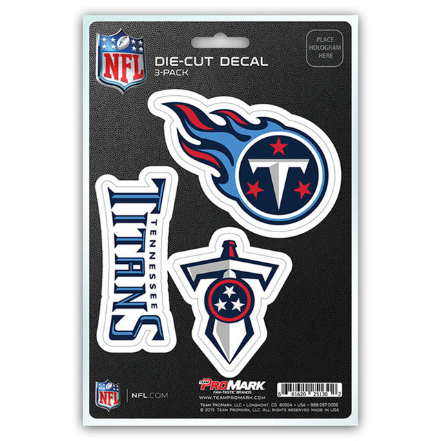 Paquete de 3 calcomanías troqueladas del equipo Tennessee Titans