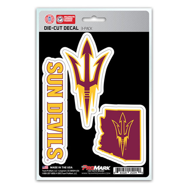 Arizona State Sun Devils Decal Die Cut Team 3 Pack