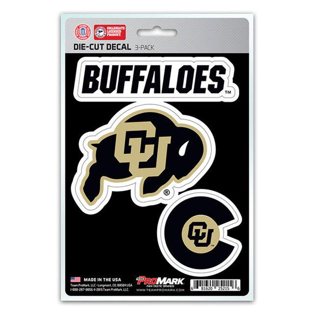 Paquete de 3 calcomanías troqueladas del equipo Colorado Buffaloes