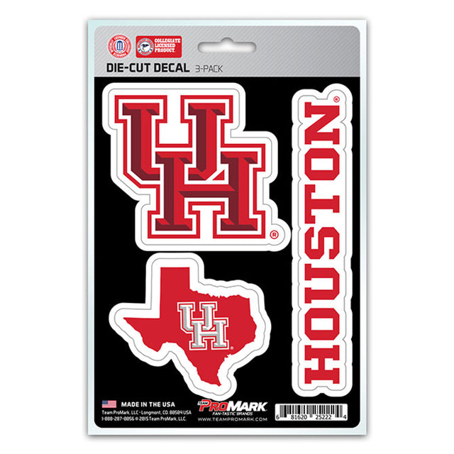 Paquete de 3 calcomanías troqueladas del equipo Houston Cougars