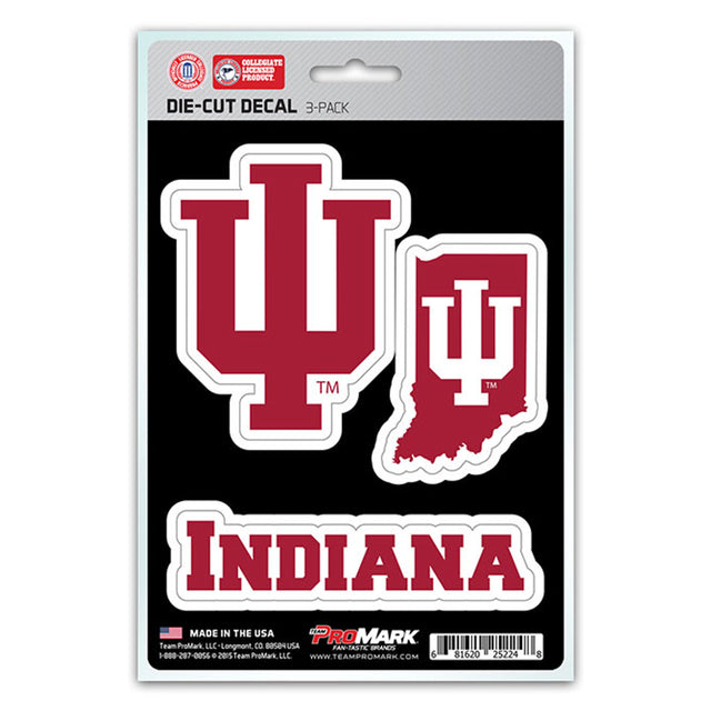 Paquete de 3 calcomanías troqueladas del equipo Indiana Hoosiers