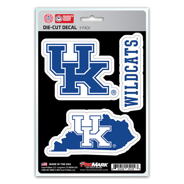 Paquete de 3 calcomanías troqueladas del equipo Kentucky Wildcats