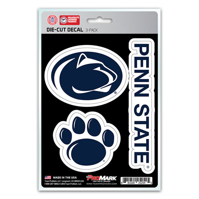 Paquete de 3 calcomanías troqueladas del equipo Penn State Nittany Lions