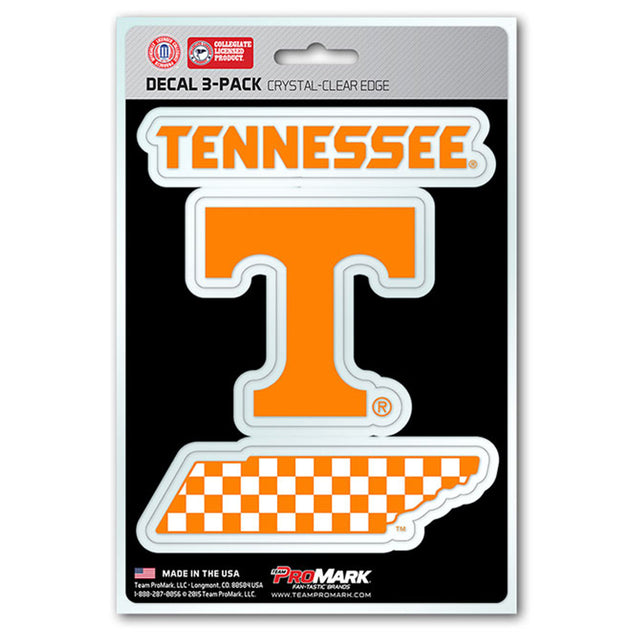 Paquete de 3 calcomanías troqueladas del equipo Tennessee Volunteers