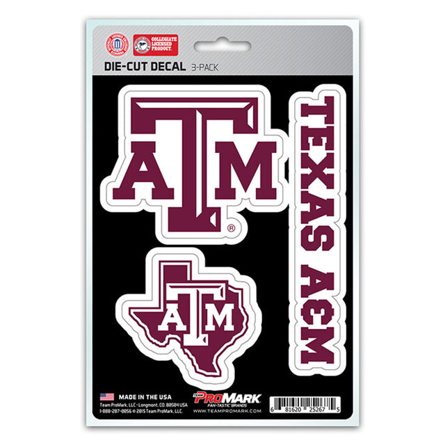 Paquete de 3 calcomanías troqueladas del equipo Texas A&amp;M Aggies