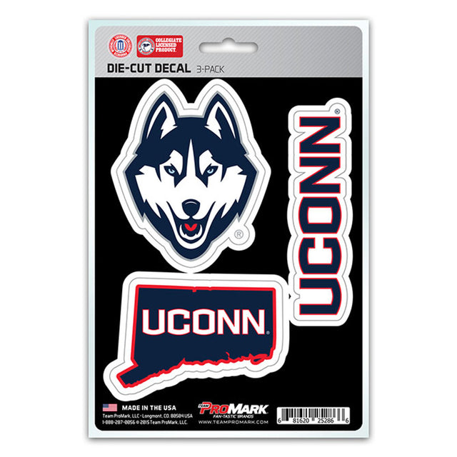 Connecticut Huskies Decal Die Cut Team 3 Pack