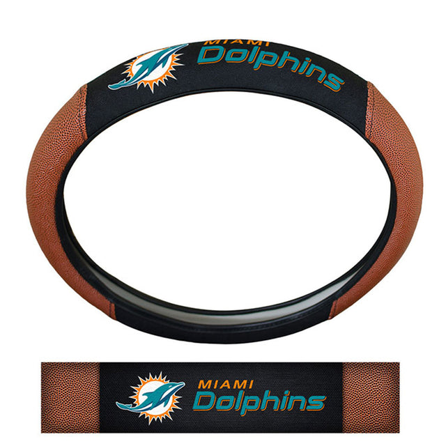 Funda para volante de los Miami Dolphins estilo piel de cerdo de primera calidad