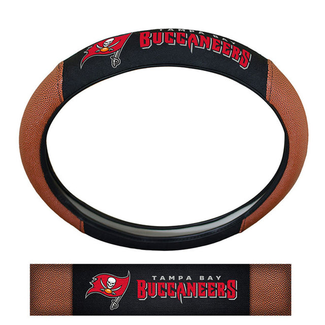 Tampa Bay Buccaneers Steering Wheel Cover Premium Pigskin Style