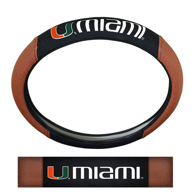 Funda para volante de los Miami Hurricanes, estilo piel de cerdo de primera calidad