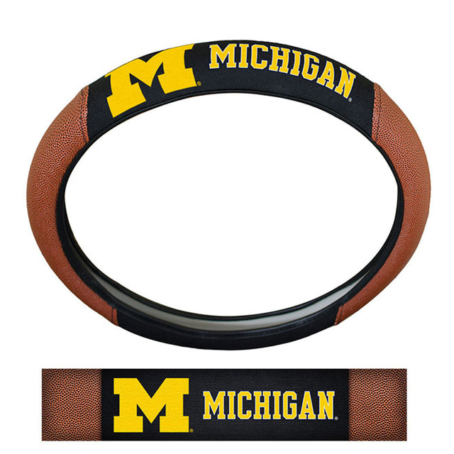 Funda para volante de Michigan Wolverines, estilo piel de cerdo de primera calidad