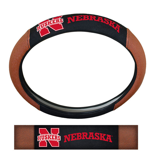 Nebraska Cornhuskers Steering Wheel Cover Premium Pigskin Style