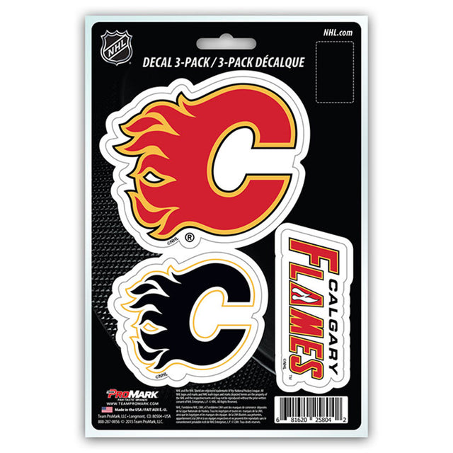 Paquete de 3 calcomanías troqueladas del equipo Calgary Flames