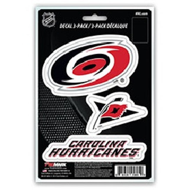 Paquete de 3 calcomanías troqueladas del equipo Carolina Hurricanes