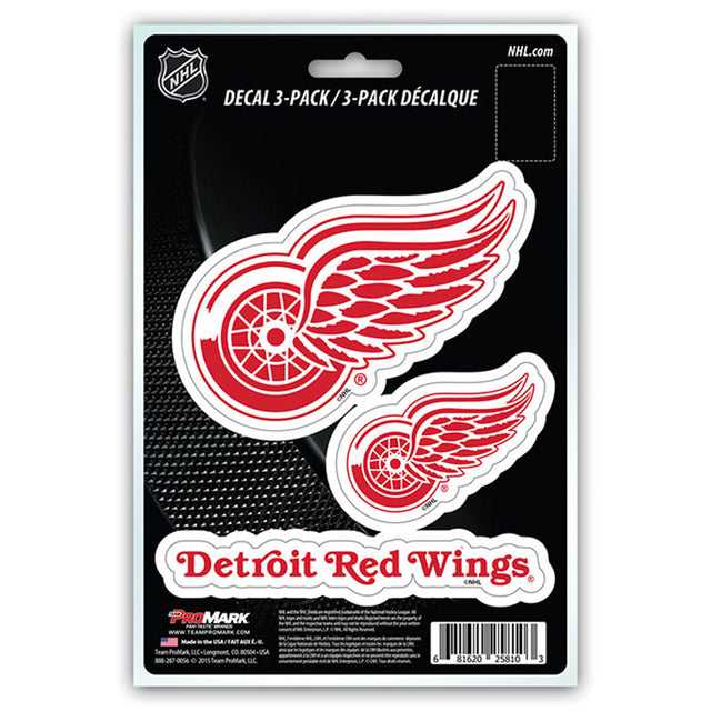 Paquete de 3 calcomanías troqueladas del equipo Detroit Red Wings