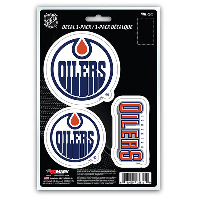 Edmonton Oilers Decal Die Cut Team 3 Pack