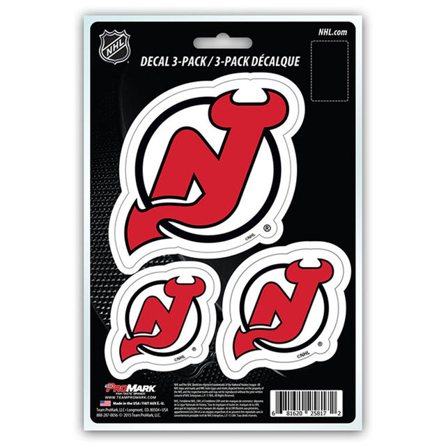 Paquete de 3 calcomanías troqueladas del equipo New Jersey Devils