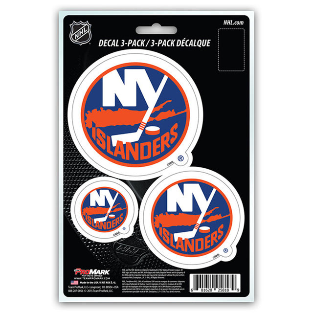 Paquete de 3 calcomanías troqueladas del equipo New York Islanders