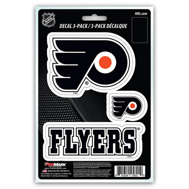 Paquete de 3 calcomanías troqueladas del equipo Philadelphia Flyers